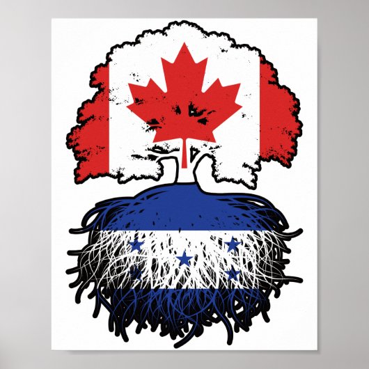 Honduras Honduran Canadian Canada Tree Roots Flag Poster (Voorkant)