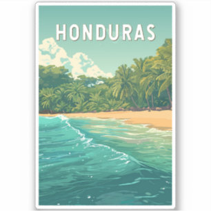Honduras Illustratie Reis Kunst Vintage Sticker
