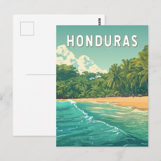 Honduras Illustration Travel Art Vintage Briefkaart (Voorkant / Achterkant)