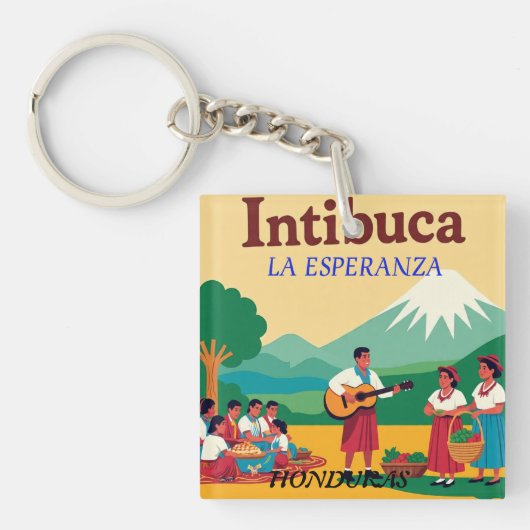 Honduras INTIBUCA Retro poster Sleutelhanger (Voorkant)