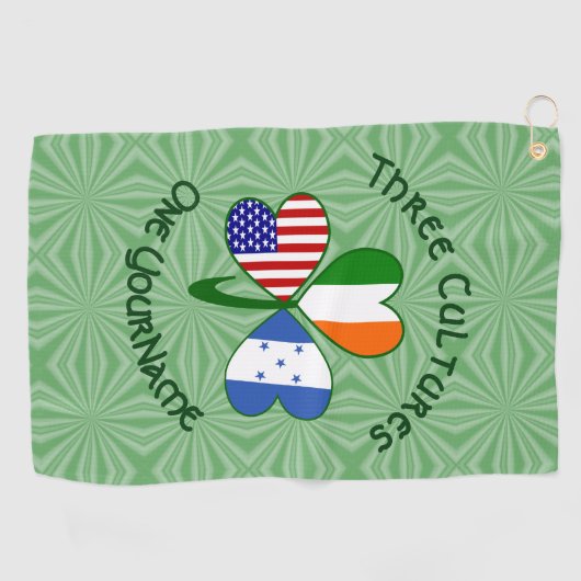 Hondúras Ireland USA Shamrock Vlag gepersonaliseer Golfhanddoek (Horizontaal)