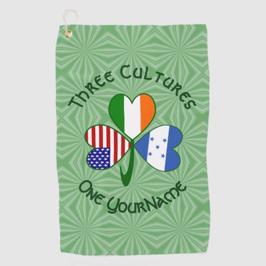Hondúras Ireland USA Shamrock Vlag gepersonaliseer Golfhanddoek (Voorkant)