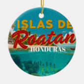  Honduras ISLAS DE ROATAN Retro poster Keramisch Ornament (Voorkant)