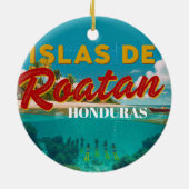 Honduras ISLAS DE ROATAN Retro poster Keramisch Ornament (Achterkant)