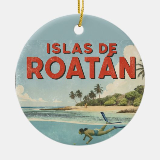 Honduras islas de roatan Retro poster Keramisch Ornament (Voorkant)