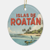 Honduras islas de roatan Retro poster Keramisch Ornament (Links)