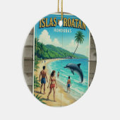 Honduras ISLAS DE ROATAN Retro poster Keramisch Ornament (Rechts)