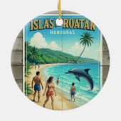 Honduras ISLAS DE ROATAN Retro poster Keramisch Ornament (Achterkant)