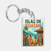  Honduras ISLAS DE ROATAN Retro poster Sleutelhanger (Voorkant Links)