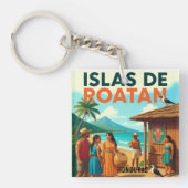  Honduras ISLAS DE ROATAN Retro poster Sleutelhanger (Voorkant)