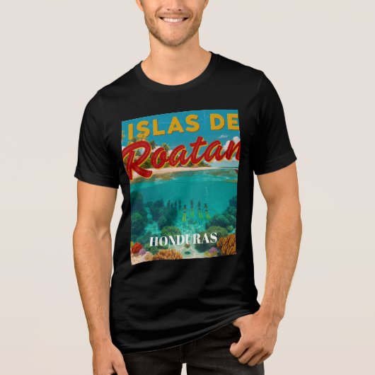  Honduras ISLAS DE ROATAN Retro poster Tri-Blend Shirt (Voorkant)