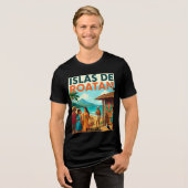  Honduras ISLAS DE ROATAN Retro poster Tri-Blend Shirt (Voorkant volledig)