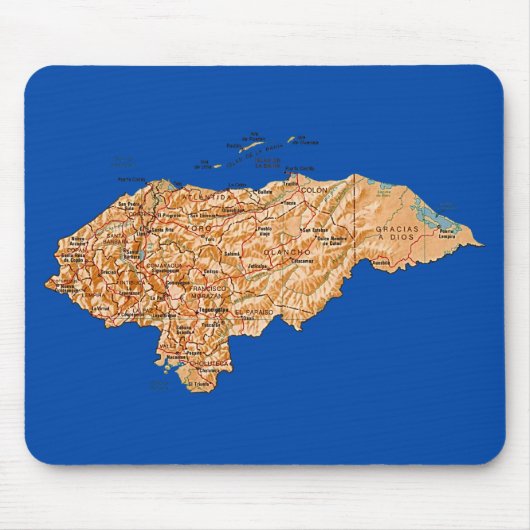 Honduras Map Mousepad Muismat (Voorkant)