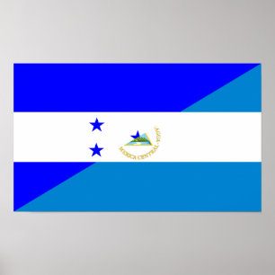 honduras nicaragua - symbool van een half vlaggenl poster