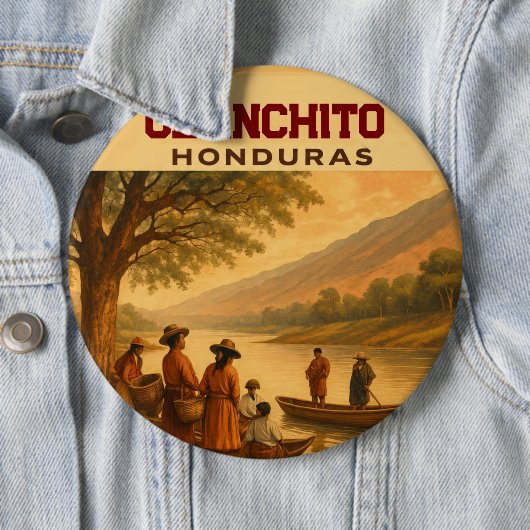  Honduras Olanchito Retro poster Ronde Button 6,0 Cm (In situ)