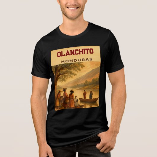 Honduras Olanchito Retro poster Tri-Blend Shirt (Voorkant)