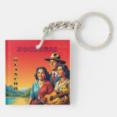 Honduras OLANCHO Retro poster Sleutelhanger (Achterkant)