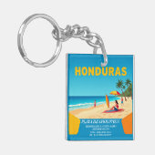  Honduras PLAYA DE CHOLUTECA Retro poster Sleutelhanger (Voorkant Links)
