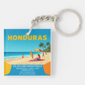  Honduras PLAYA DE CHOLUTECA Retro poster Sleutelhanger (Achterkant)