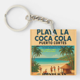 Honduras PLAYA LA COCA COLA, Retro poster Sleutelhanger