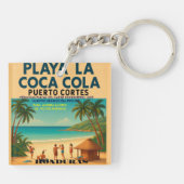 Honduras PLAYA LA COCA COLA, Retro poster Sleutelhanger (Achterkant)