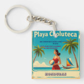  Honduras PLAYAS CHOLUTECA Retro poster Sleutelhanger (Voorkant)