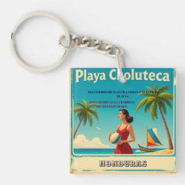  Honduras PLAYAS CHOLUTECA Retro poster Sleutelhanger
