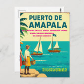  Honduras Puerto AMAPALA Retro poster Briefkaart (Voorkant / Achterkant)