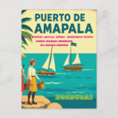  Honduras Puerto AMAPALA Retro poster Briefkaart (Voorkant)