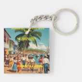 Honduras Puerto LA CEIBA Retro poster Sleutelhanger (Achterkant)