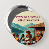 Honduras Puerto LEMPIRA Retro poster Ronde Button 4,0 Cm (Voorkant /achterkant)