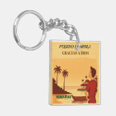 Honduras Puerto Lempira Retro poster Sleutelhanger (Voorkant Links)
