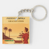 Honduras Puerto Lempira Retro poster Sleutelhanger (Achterkant)