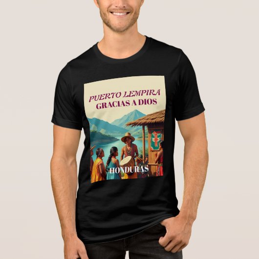 Honduras Puerto LEMPIRA Retro poster Tri-Blend Shirt (Voorkant)