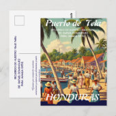  Honduras Puerto Tela Retro poster Briefkaart (Voorkant / Achterkant)