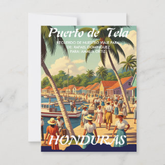 Honduras Puerto Tela Retro poster Briefkaart