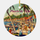  Honduras Puerto Tela Retro poster Keramisch Ornament (Achterkant)