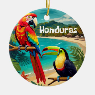Honduras Reis Vintage Poster Ara en Toekan Keramisch Ornament