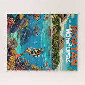 Honduras Roatan Travel Retro Poster Legpuzzel (Horizontaal)