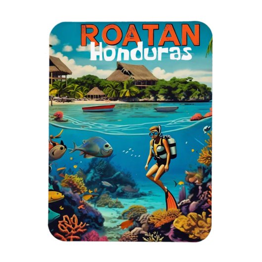 Honduras Roatan Travel  Retro Poster Magneet (Verticaal)