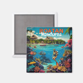 Honduras Roatan Travel  Retro Poster Magneet (Voorkant / Achterkant)