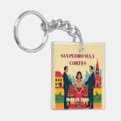  Honduras SAN PEDRO SULA Retro poster Sleutelhanger (Voorkant Links)