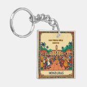 Honduras SAN PEDRO SULA Retro poster Sleutelhanger (Voorkant Links)