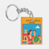 Honduras Santa Barbara Retro poster Sleutelhanger (Voorkant Links)