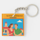 Honduras Santa Barbara Retro poster Sleutelhanger (Achterkant)