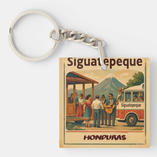  Honduras SIGUATEPEQUE Retro poster Sleutelhanger (Voorkant)