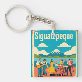  Honduras SIGUATEPEQUE Retro poster Sleutelhanger