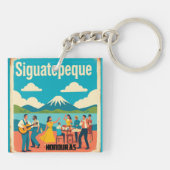  Honduras SIGUATEPEQUE Retro poster Sleutelhanger (Achterkant)