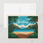 Honduras strand Retro Reizen Briefkaart (Voorkant / Achterkant)
