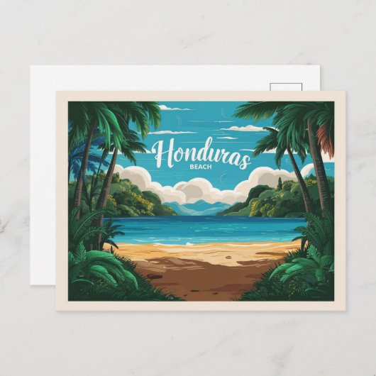 Honduras strand Retro Reizen Briefkaart (Voorkant / Achterkant)